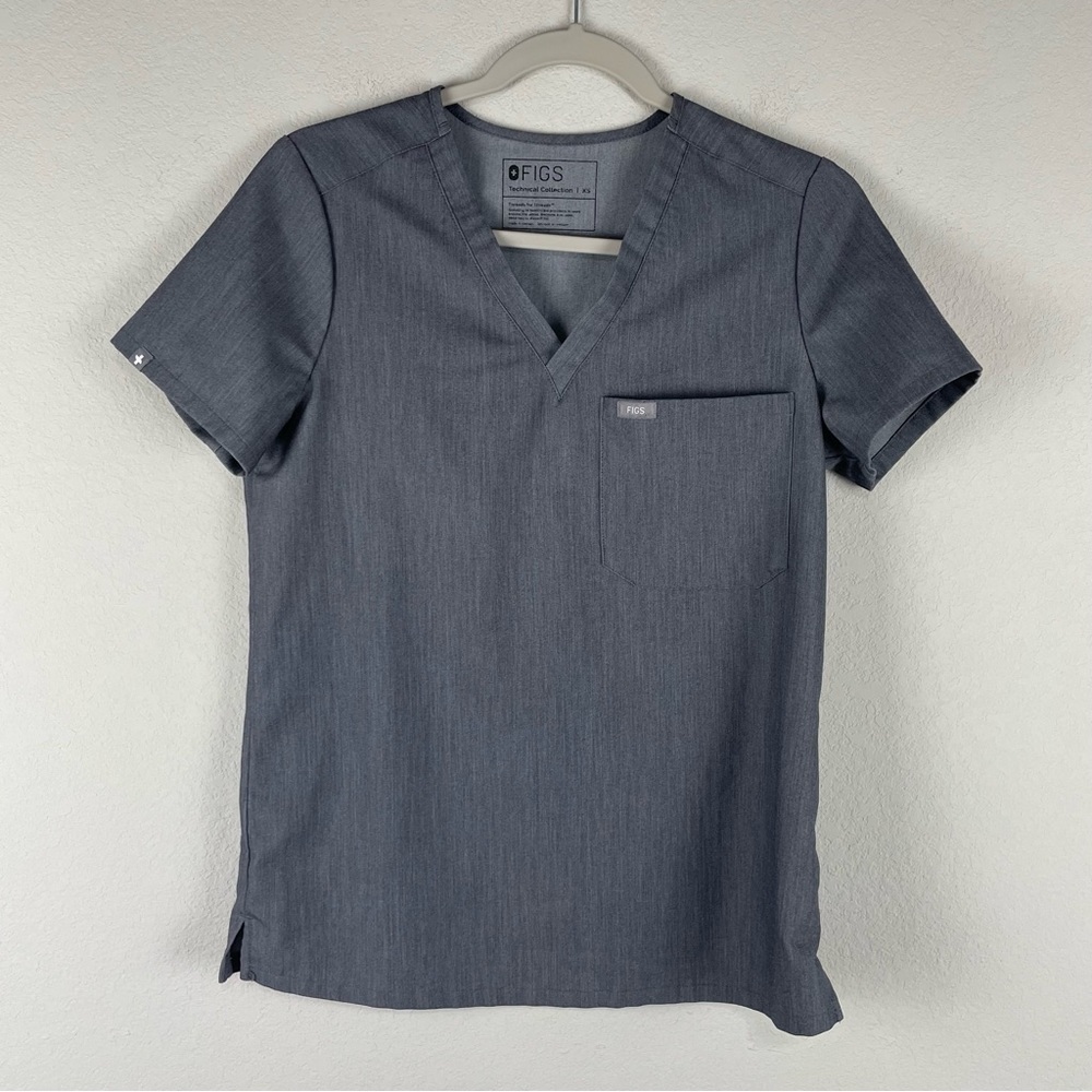 Figs Gray Catarina One Pocket Medical Nurse Scrub Top Size XS